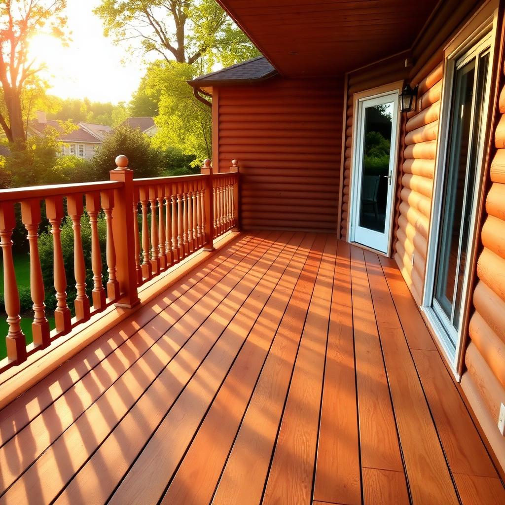 Cedar wood deck with turned balusters