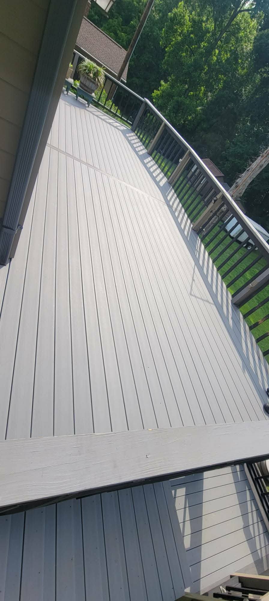 Rebuilt composite deck with painted gray finish